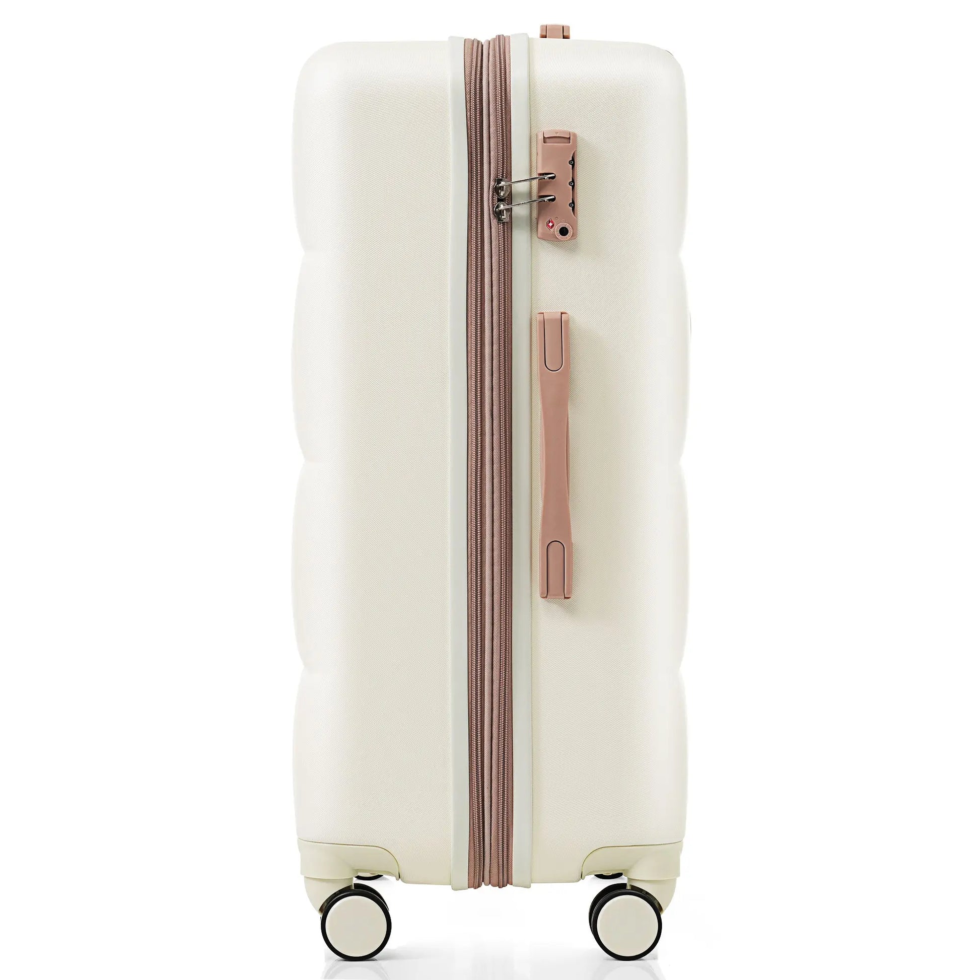 4-piece Suitcase Set With USB Port, Beige Inkedjoy