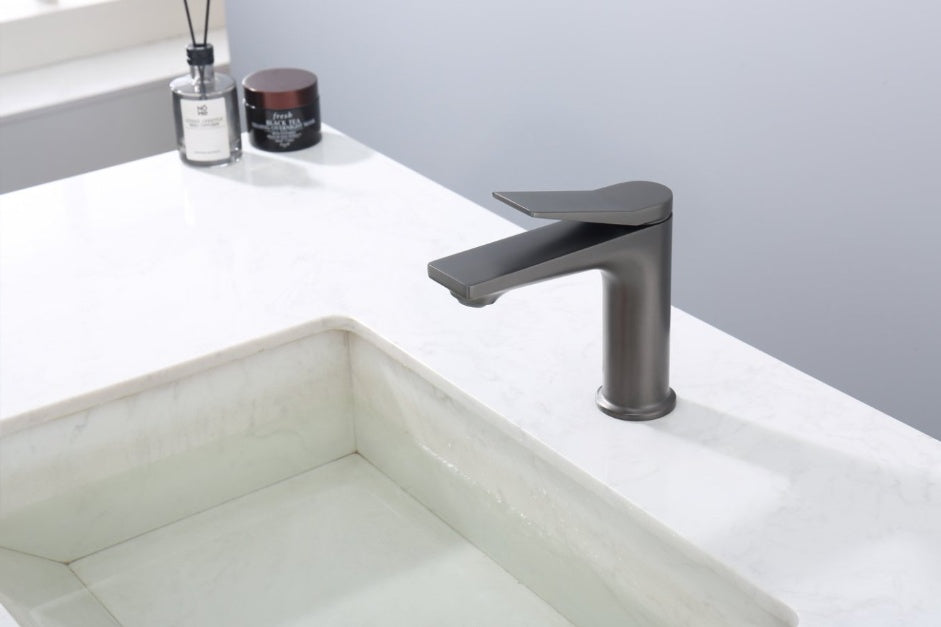 Gray Single Hole Bathroom Faucet Ohberri