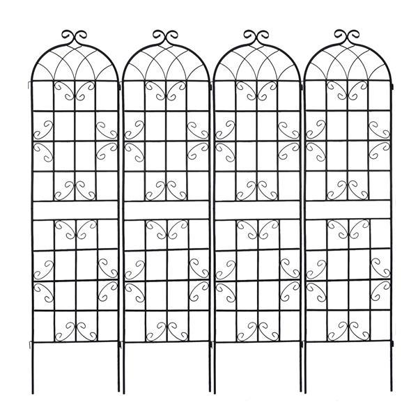 Metal Garden Trellis , Suitable For Climbing Plants, Outdoor Flower Stand - Black Inkedjoy