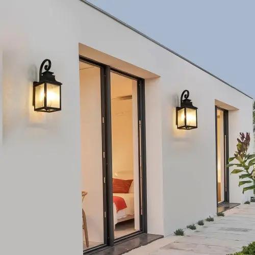 Large Outdoor Glass Wall Light Supports Many Types Of Bulbs -2 Packs Inkedjoy