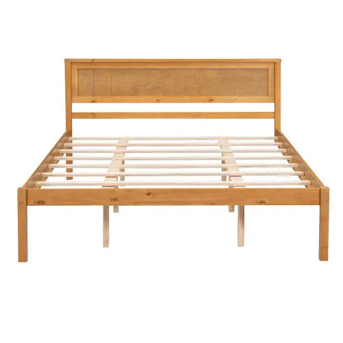 Platform Bed Frame With Headboard, Wood Slat Support, No Box Spring Needed, Queen, Oak My Store