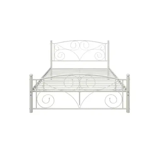 Queen Size Unique Flower Sturdy System Metal Bed Frame With Headboard And Footboard My Store