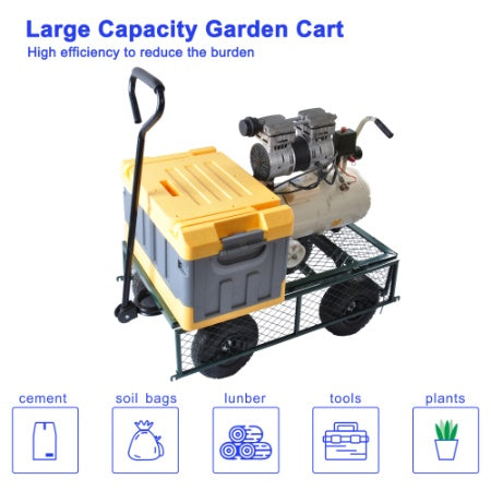 Wagon Garden Cart 660 Lbs Steel Garden Cart With Rotating Handle And Removable Sides Inkedjoy