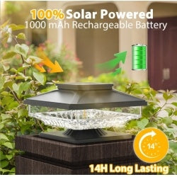 4 Pack Solar Outdoor Post Pap Lights Cold White IP65 Waterproof Inkedjoy