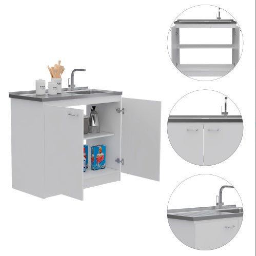 White Rectangle 2-Door Utility Sink And Cabinet Ohberri