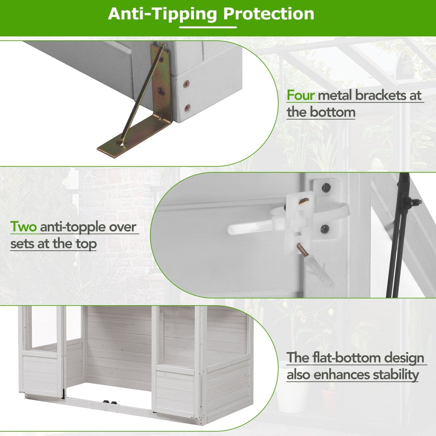 78-inch Wooden Greenhouse Cold Frame With 4 Independent Skylights And 2 Folding Middle Shelve My Store