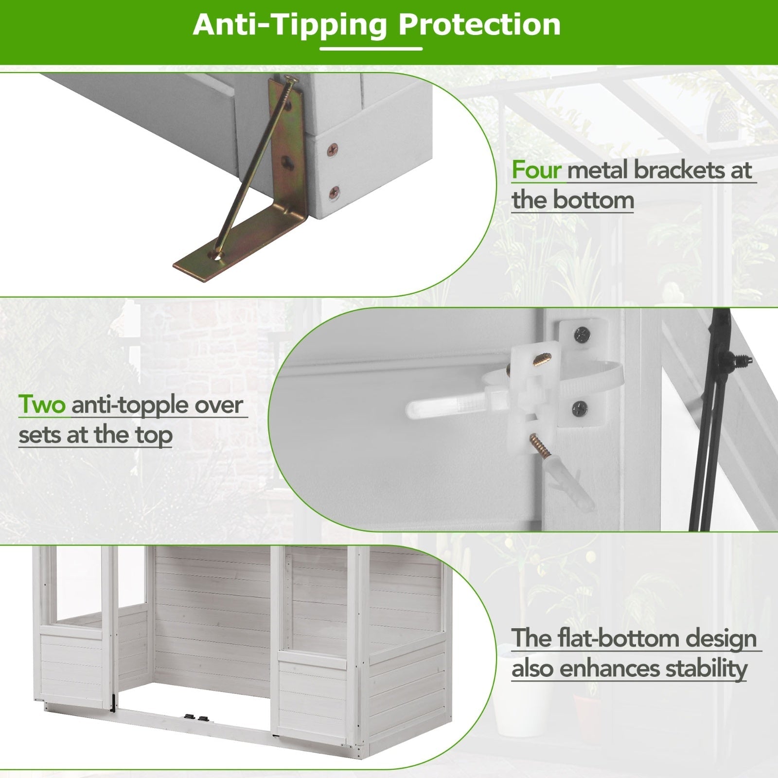 78-inch Wooden Greenhouse Cold Frame With 4 Independent Skylights And 2 Folding Middle Shelve My Store