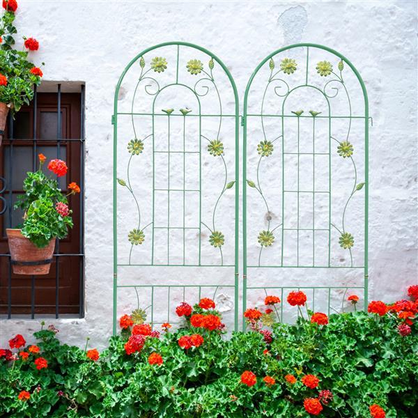 Metal Garden Trellis For Climbing Plants, Outdoor Flower Stand - Green Inkedjoy