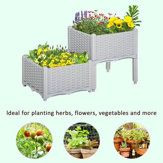 2-Piece Raised Garden Bed With Legs, Self-Watering Planter Box Raised Bed To Grow Flowers My Store