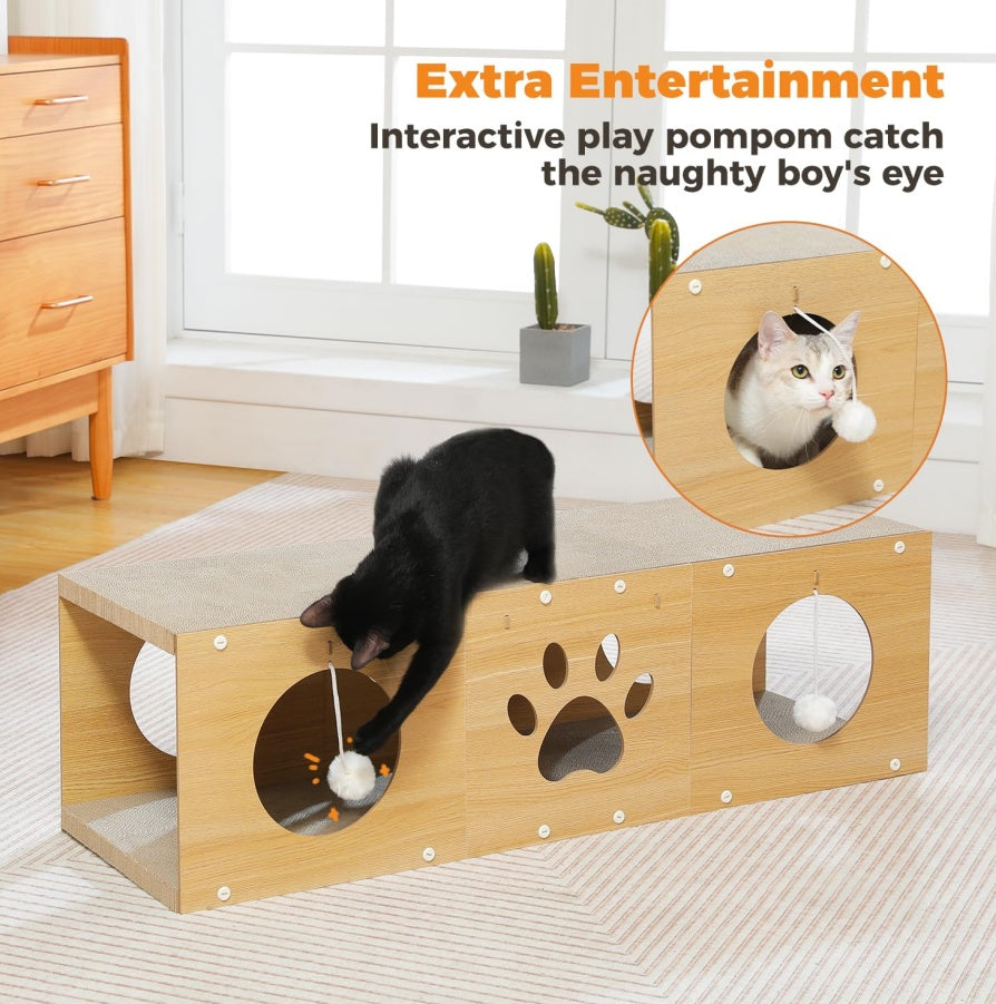 MUlti-Hole Fun Cat Tunnel With Scratching Board My Store