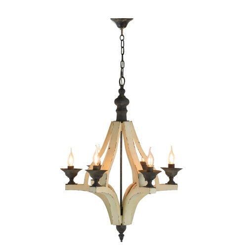 6 - Light Wood Chandelier With Adjustable Chain For Kitchen, Dining Hall Entrance My Store