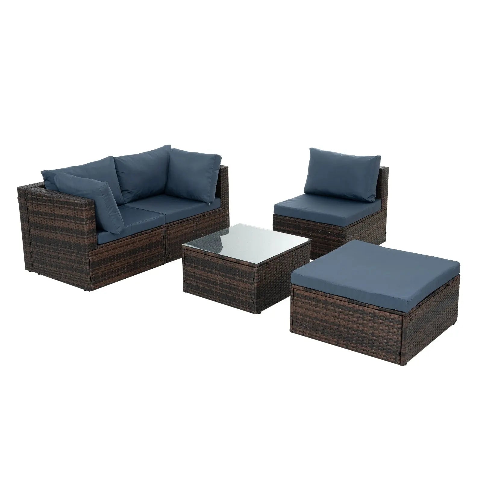 Patio Furniture, Outdoor Furniture, Seasonal PE Wicker Furniture, 5 Set Wicker Furniture With Temper My Store