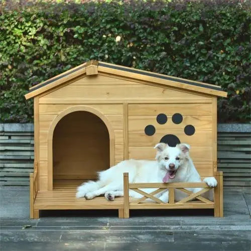 48 Wooden Dog House Outdoor With Porch My Store