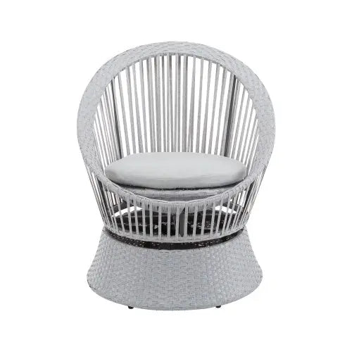 Set Of 2 26.7 Modern Gray Wicker Lounge Chair With Rattan And Iron Frame, Featuring A Stylish Round Design, Perfect For Living Room, Patio, Or Balcony Relaxation My Store