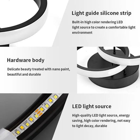 Modern LED Ceiling Light Double Round Pendant Lamp Bedroom Lights Ceiling My Store