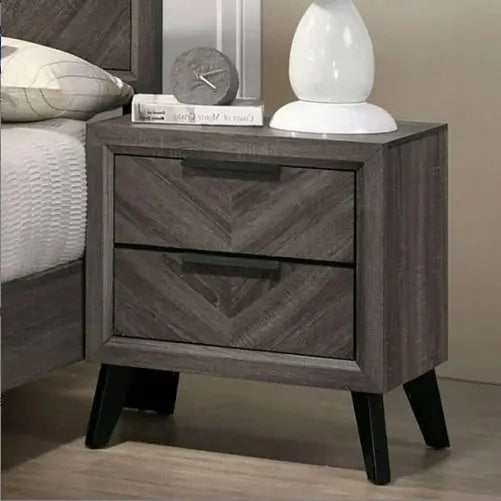 Gray Color 1pc Nightstand Bedroom Replicated Wood Grain My Store