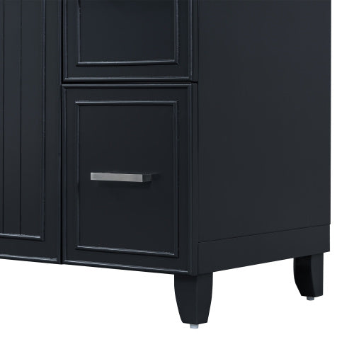 Vanity Cabinet With Sink Top Combo Set  And 3 Drawers- Black Ohberri