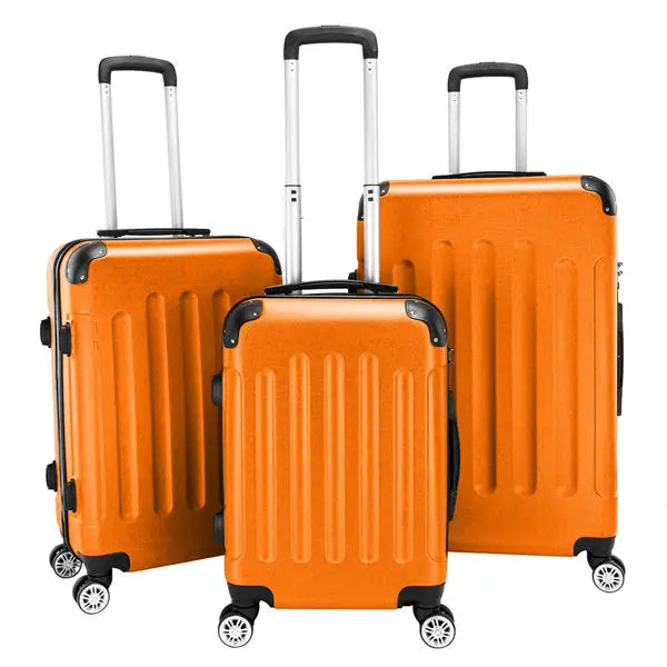 3-in-1 ABS Trolley Case 20 Inches, 24 Inches, 28 Inches Orange Inkedjoy
