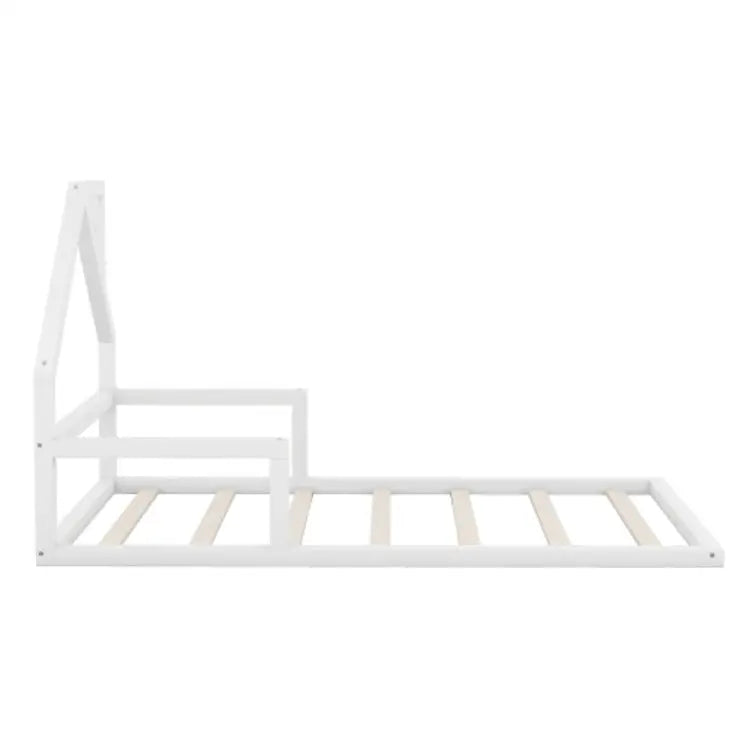 Twin Size Wood Floor Bed With House-shaped Headboard My Store