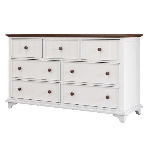 Wooden Captain Seven-Drawer Dresser- White Walnut My Store