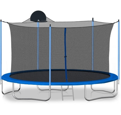 12FT Trampoline With Basketball Hoop W Ladder And Safety Enclosure Net My Store