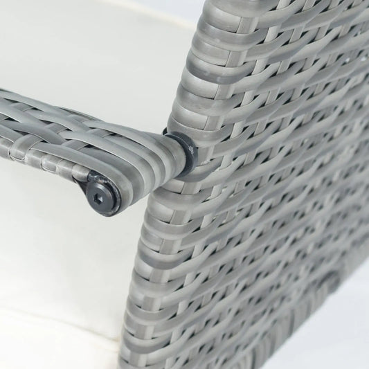 3 Piece Patio Wicker Conversation Set Grey Wicker  White Cushion My Store