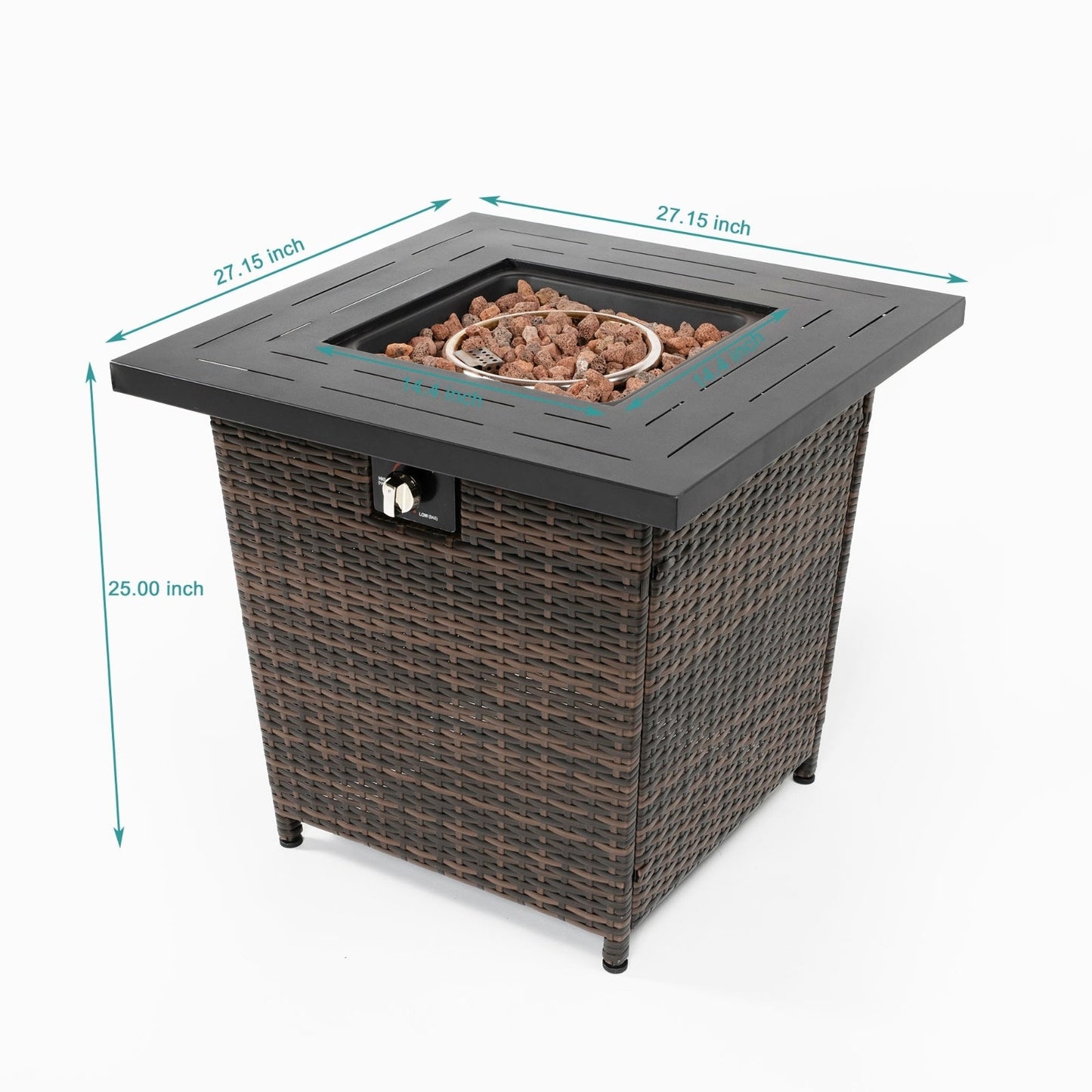 28inch Wicker Square Fire Pit Table Inkedjoy
