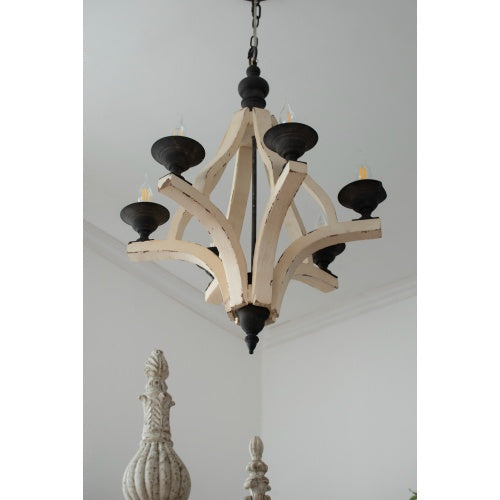6 - Light Wood Chandelier With Adjustable Chain For Kitchen, Dining Hall Entrance My Store
