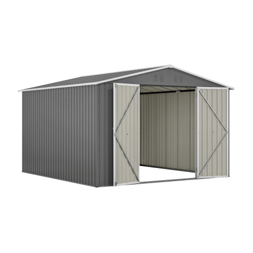 10 X 10 FT Outdoor Storage Shed- Grey Inkedjoy