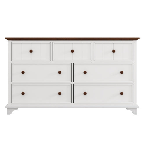 Wooden Captain Seven-Drawer Dresser- White Walnut My Store