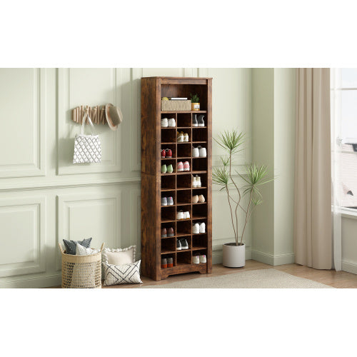 Stylish Design 30 Shoe Cabinet Console, Modern Rustic Brown Inkedjoy