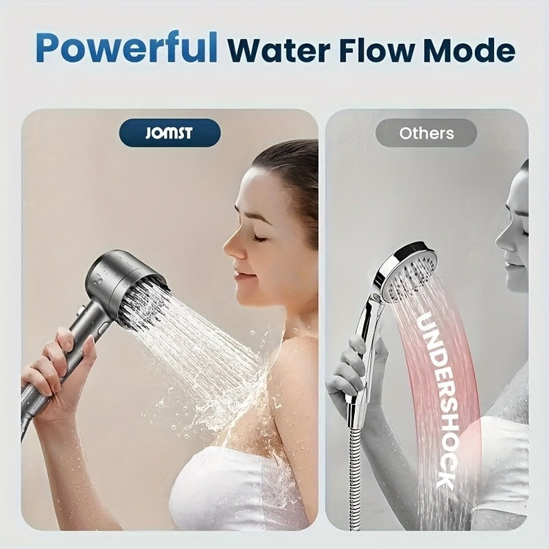 Stainless Steel Fixture - 5 Filter Shower Set, With 3 Adjustable Modes Inkedjoy