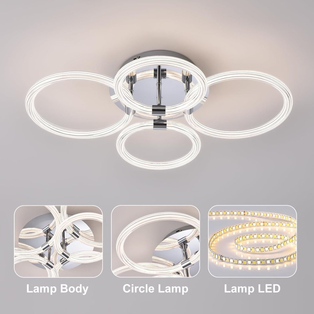Modern LED Ceiling Light, Flush Mount Ceiling Light With Dimmable Remote Control, 6Rings Acrylic My Store
