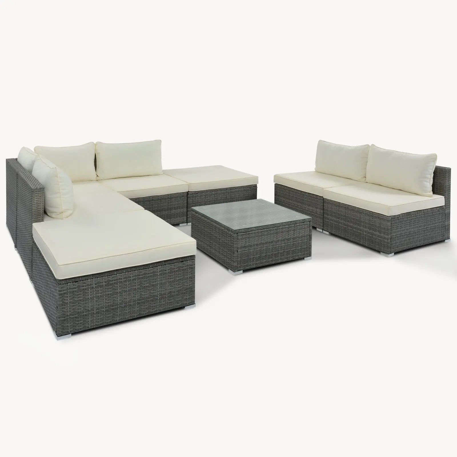 8-Pc Outdoor Patio Furniture Set, Garden Wicker Sofa, Single Sofa Combinable My Store