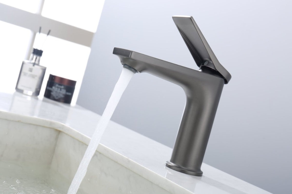 Gray Single Hole Bathroom Faucet Ohberri