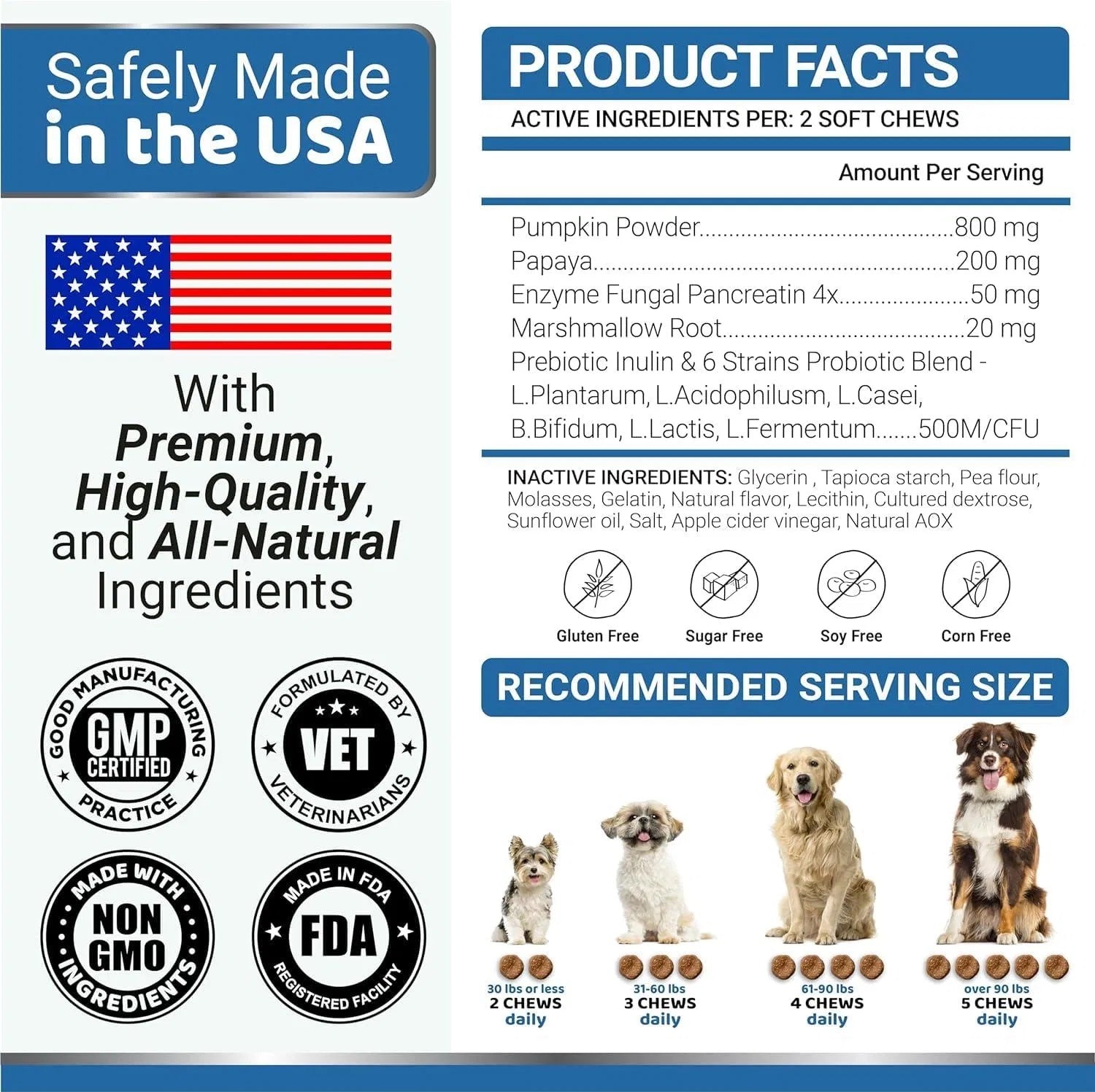 2 Pack Probiotics For Dogs And Digestive Enzymes Upset Stomach Gas Relief -340 Chews My Store