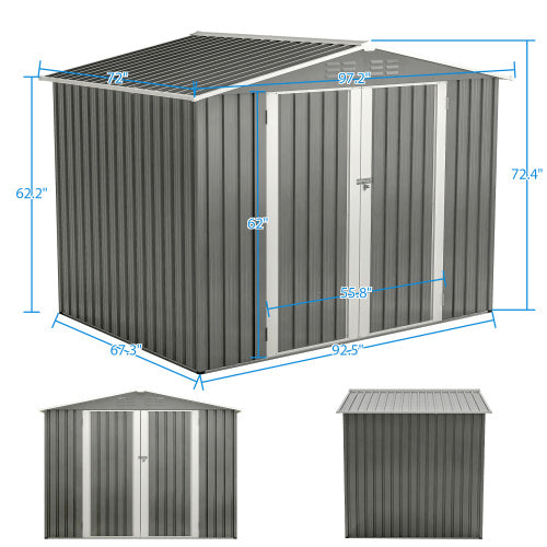 8 X 6 FT Garden Tool Storage Sheds With Metal Foundation With Floor Frame, Gray My Store