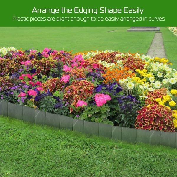 Garden Edge, Imitation Stone Effect Garden Lawn Edge, Non Digging Flexible Lawn Edge, And Flower Bed Edge Gray -20 Inkedjoy