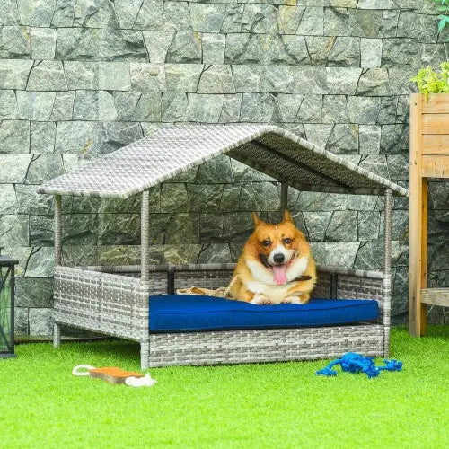 The Rattan Dog House Outdoors With A Canopy, My Store