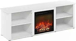 Classic 70 H Tv Stand With Fireplace, Solid White Ohberri