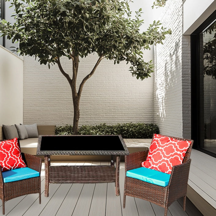 Outdoor Recreation, Courtyard Garden, Rattan Table And Chair Combination Inkedjoy