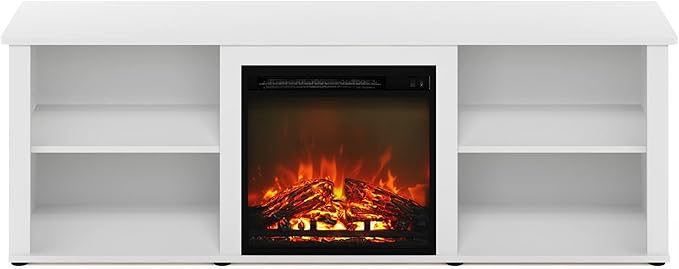 Classic 70 H Tv Stand With Fireplace, Solid White Ohberri