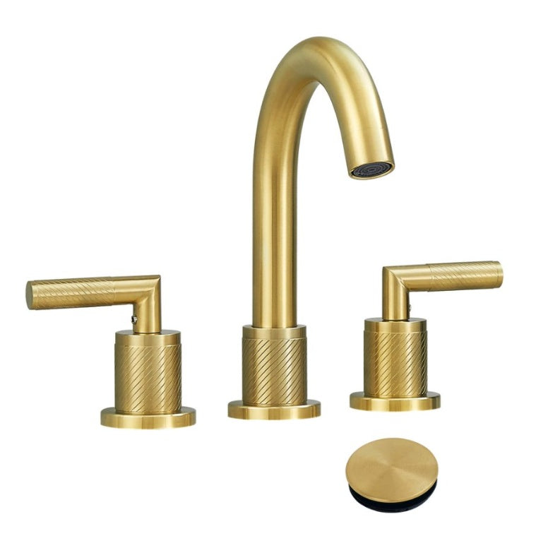 2 Handle 8 Inch Bathroom Sink Faucets Stainless Steel- Brushed Gold Ohberri