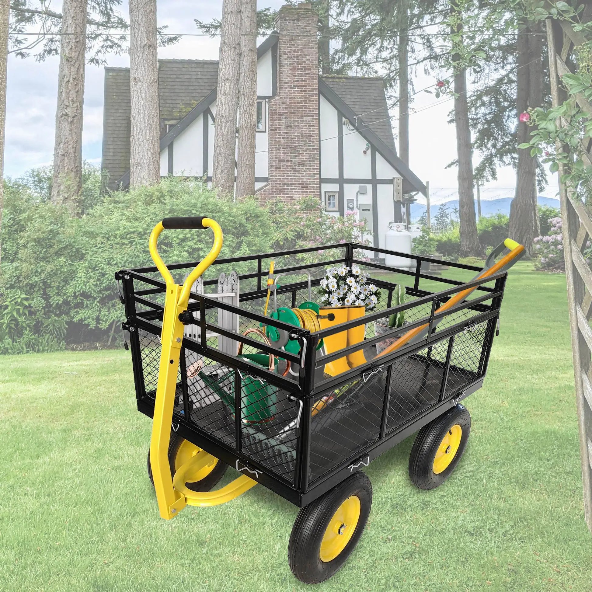 Steel Garden Cart, Heavy Duty 1400 Lbs Capacity My Store