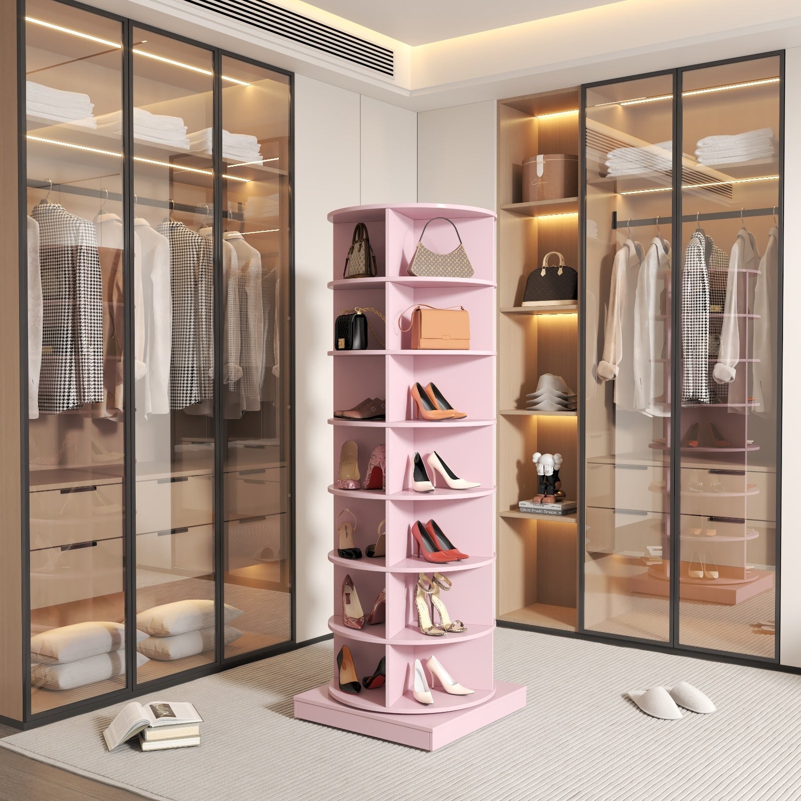 New 360 Rotating Shoe Cabinet With 7 Layers Can Accommodate Up To 28 Paris Shoes Inkedjoy