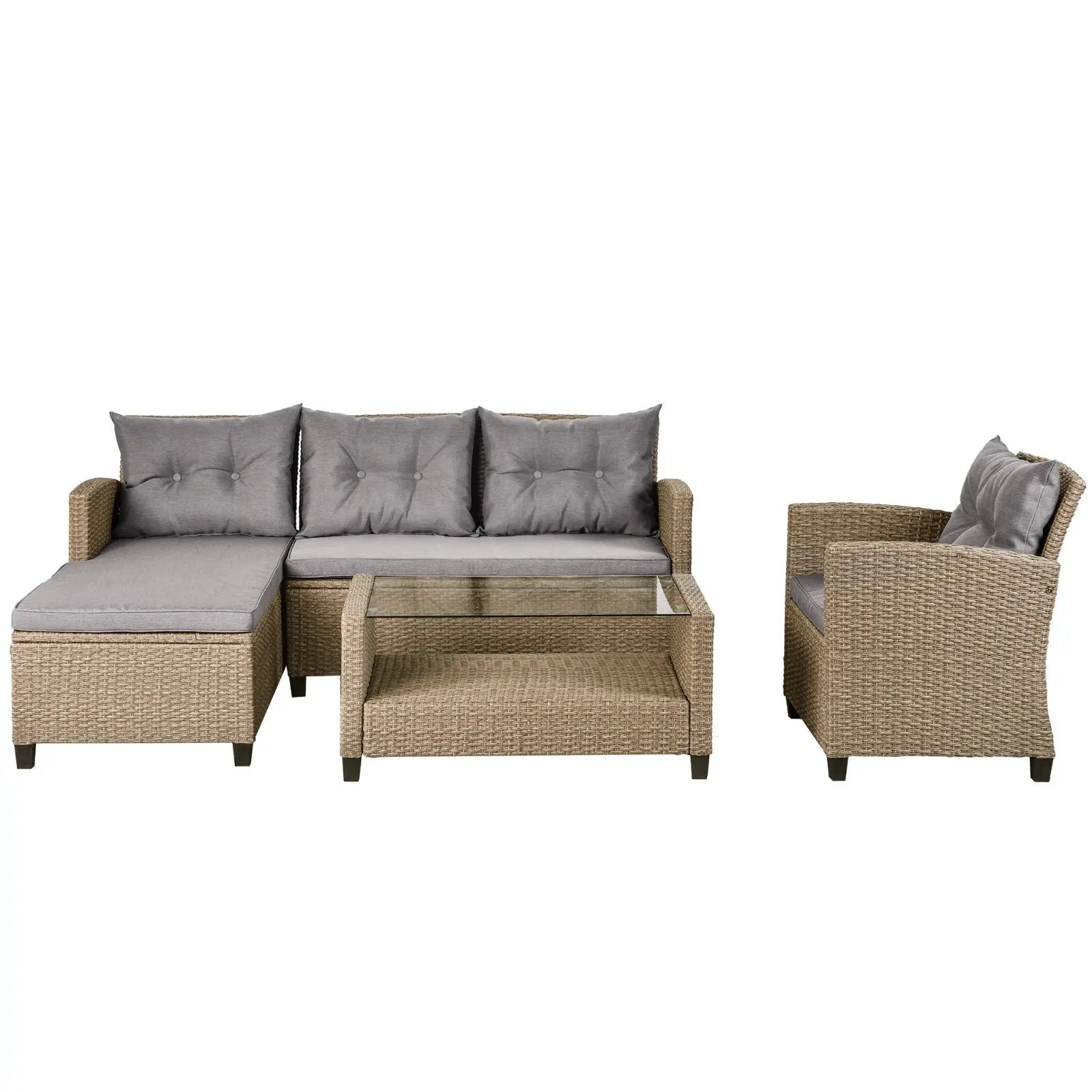 Patio Furniture Sets  4PC Wicker Rattan Sofa Conversation Set My Store