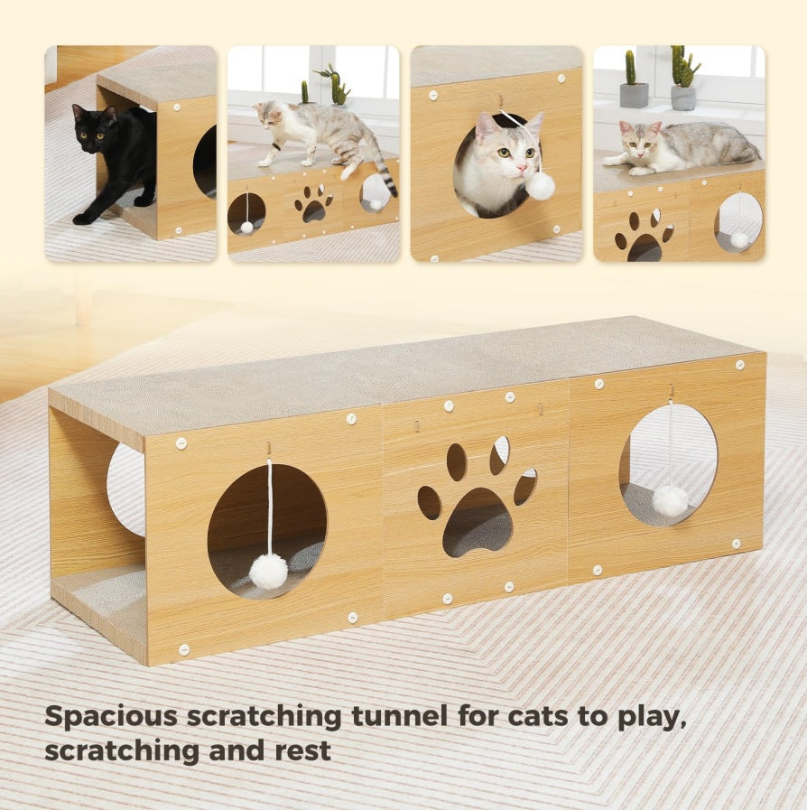 MUlti-Hole Fun Cat Tunnel With Scratching Board My Store