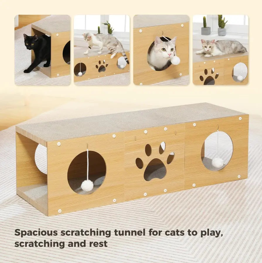 MUlti-Hole Fun Cat Tunnel With Scratching Board My Store