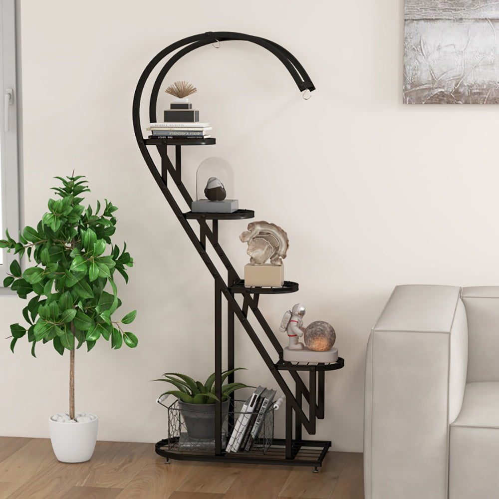 5 Tier Metal Plant Stand With Hanging Hook For Multiple Plants My Store