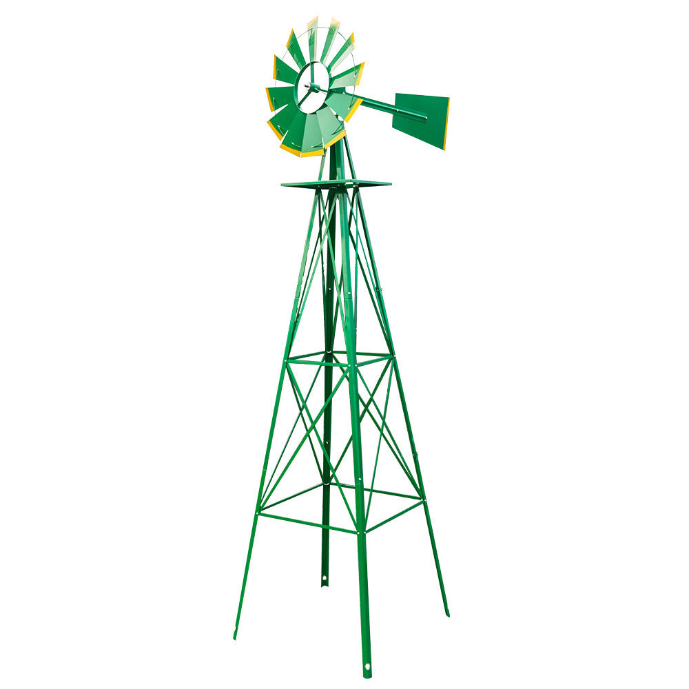 8FT Weather Resistant Yard Garden Windmill Green My Store